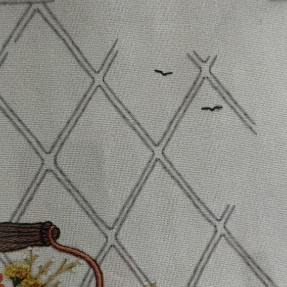 1970’s Needle Craft Crewel Stitchery Framed Mirror - Picture 5 of 8